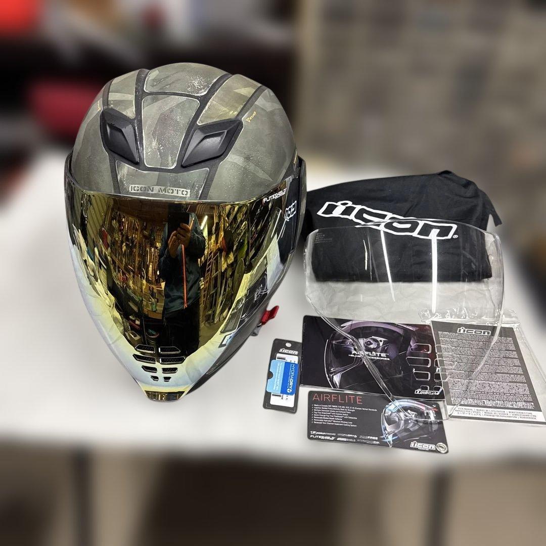 アイコン　エアーフライト バトルスカー2 XL 取説とクリアシールドと袋付き