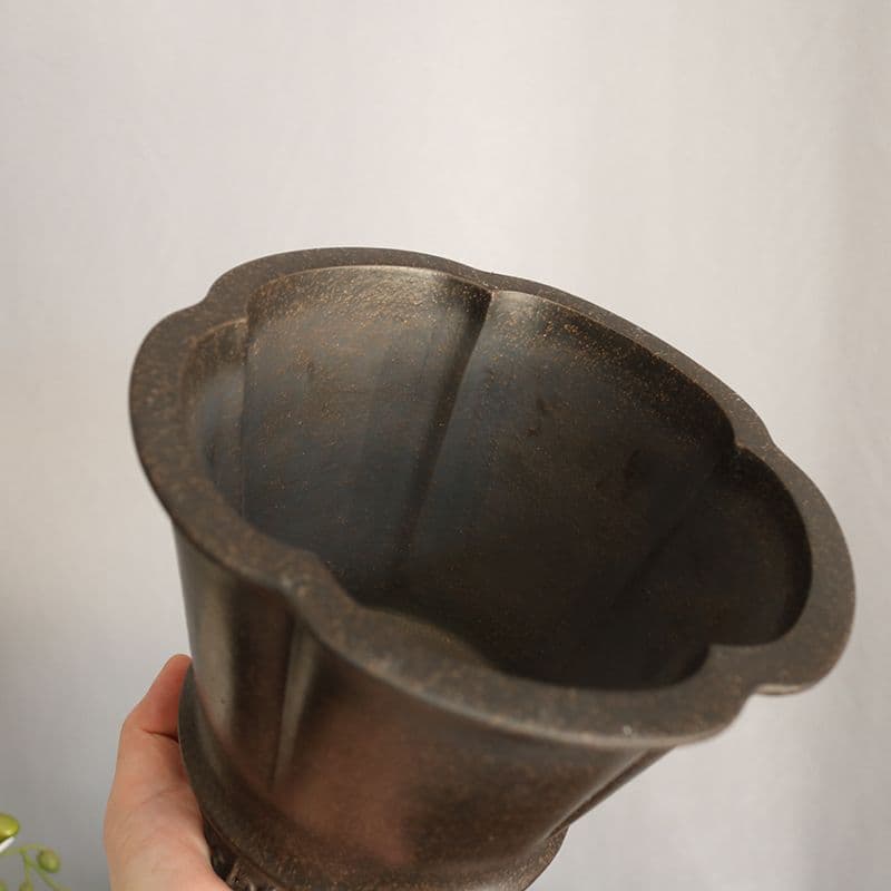 紫砂黒雲足梅花鉢 植物鉢 多肉鉢 工芸品 置物