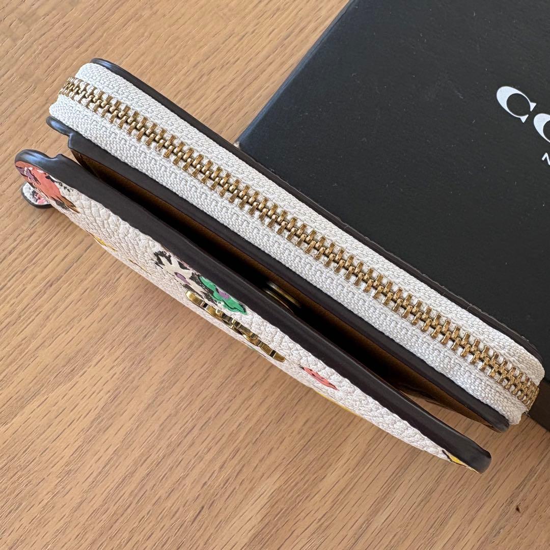 【美品】COACH フラワープリント 二つ折り財布