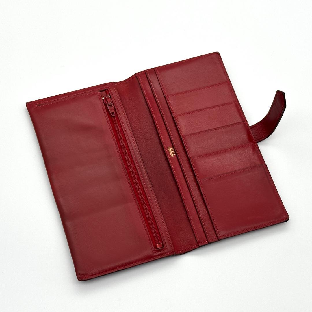 【美品】HERMES エルメス　べアンクラシック　レッド　長財布　⚪︎W刻印