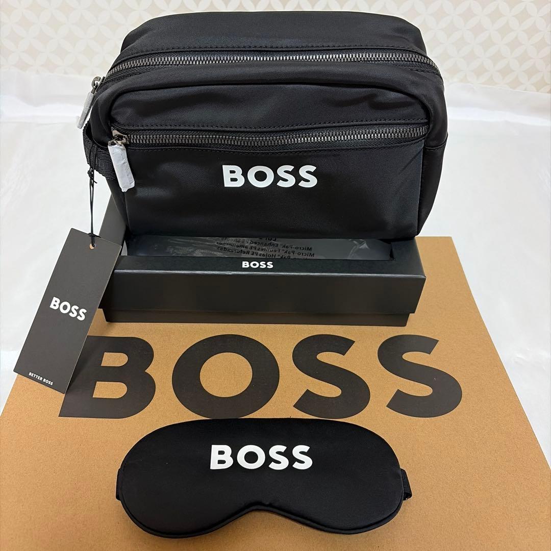 新品未使用　ヒューゴボス　HUGO BOSS　ポーチ&アイマスク　タグ付き箱付