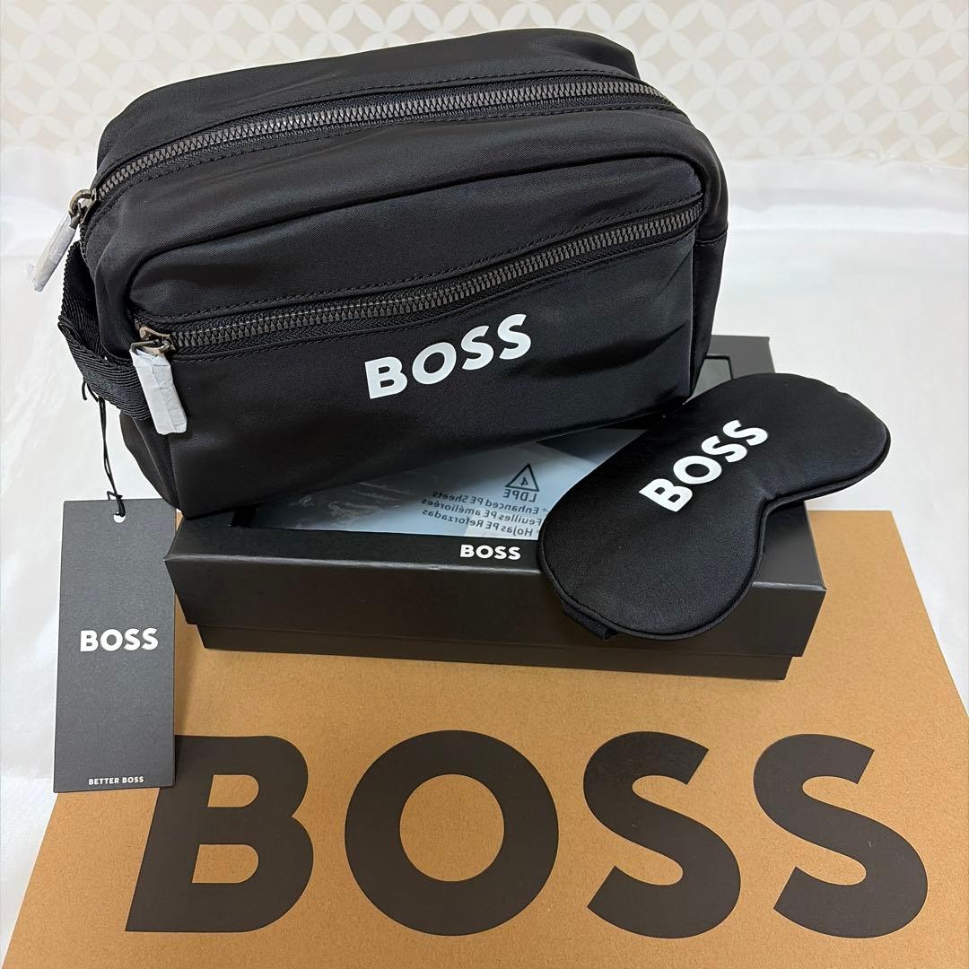 新品未使用　ヒューゴボス　HUGO BOSS　ポーチ&アイマスク　タグ付き箱付