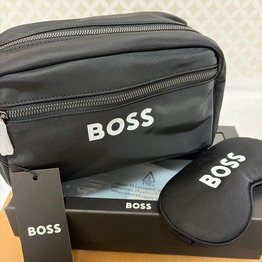 新品未使用　ヒューゴボス　HUGO BOSS　ポーチ&アイマスク　タグ付き箱付