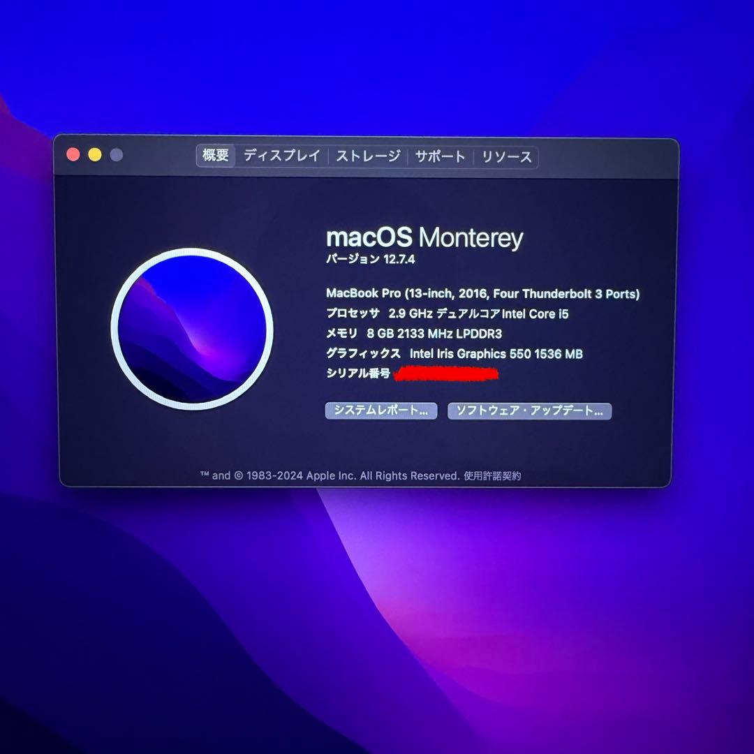 Apple MacBook Pro 13インチ 500GB 2016年モデル