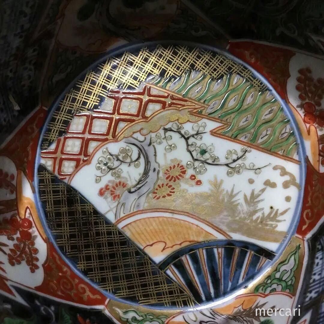 伊万里焼 色絵 草花紋様 八角 六寸深鉢 /骨董/時代物