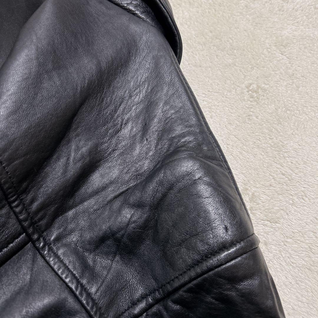 美品 90s フライトジャケット L ラムレザー A-2 短丈 ブラック　黒