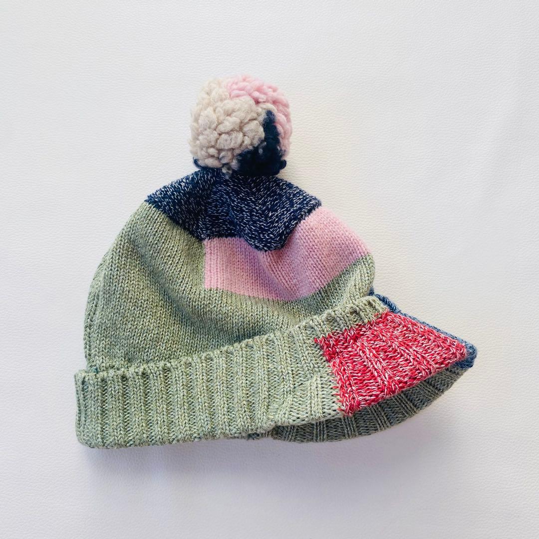【美品】KAPITAL　キャピタル　ニット帽　ボンボン　パッチワーク　つば付き