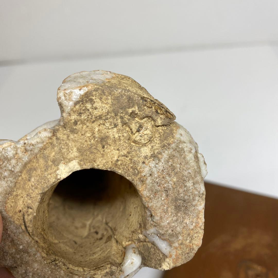 清水公照　志野焼　泥仏　共箱　タウチ　東さ7-0609②