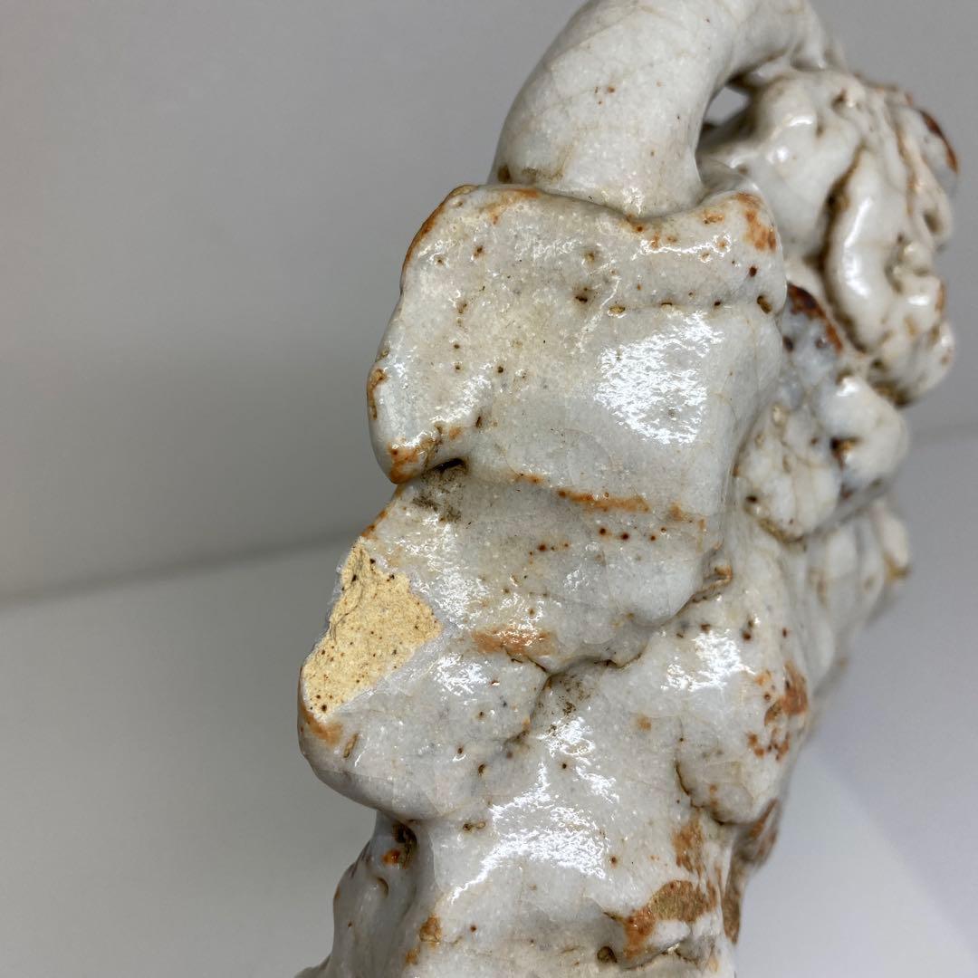 清水公照　志野焼　泥仏　共箱　タウチ　東さ7-0609②