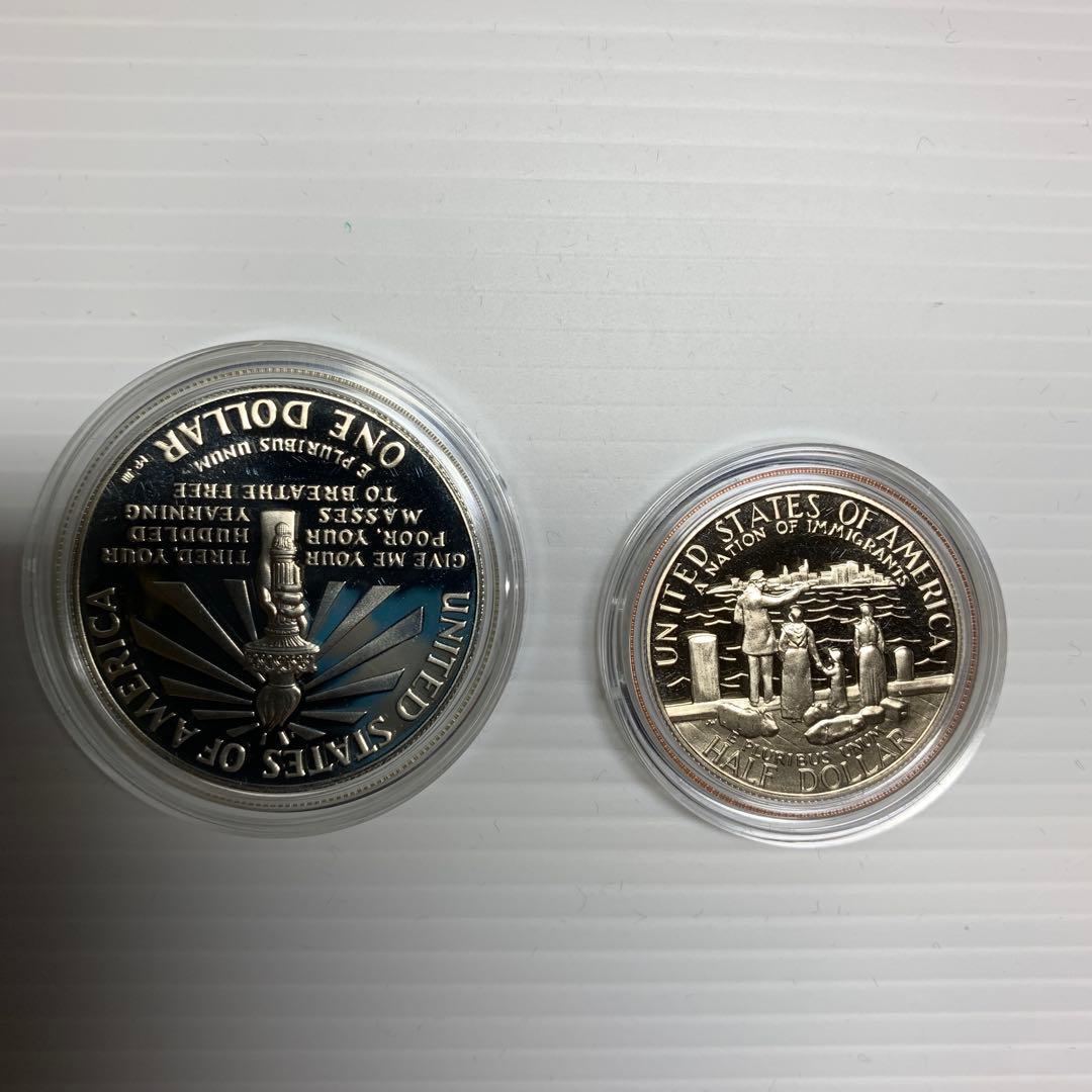 1986年アメリカ自由の女神記念リバディ1ドル銀貨&50セントニッケル貨