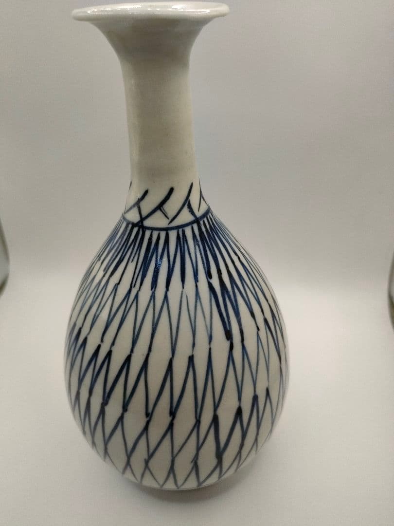 骨董　伊万里　染付　網文　徳利　一輪挿し