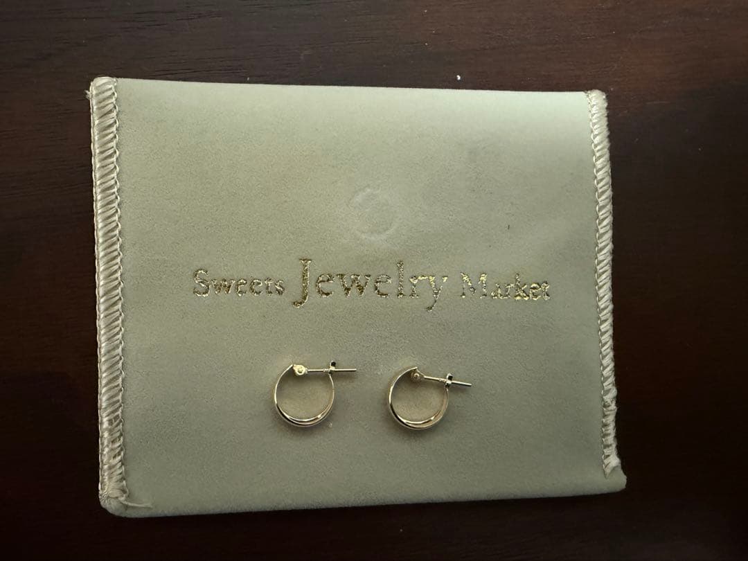 18金　3×10㎜　ミニフープピアス イエローゴールド K18