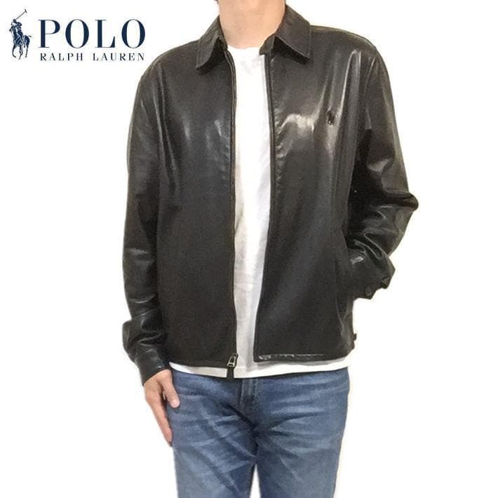 極上 国内正規 Ｌ ポロ ラルフローレン 黒 ラムレザージャケット シープレザー