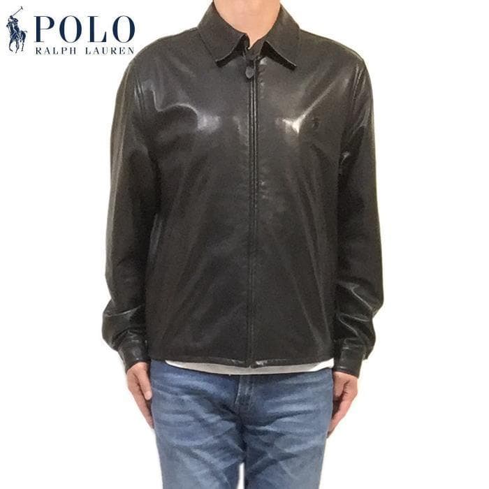 極上 国内正規 Ｌ ポロ ラルフローレン 黒 ラムレザージャケット シープレザー