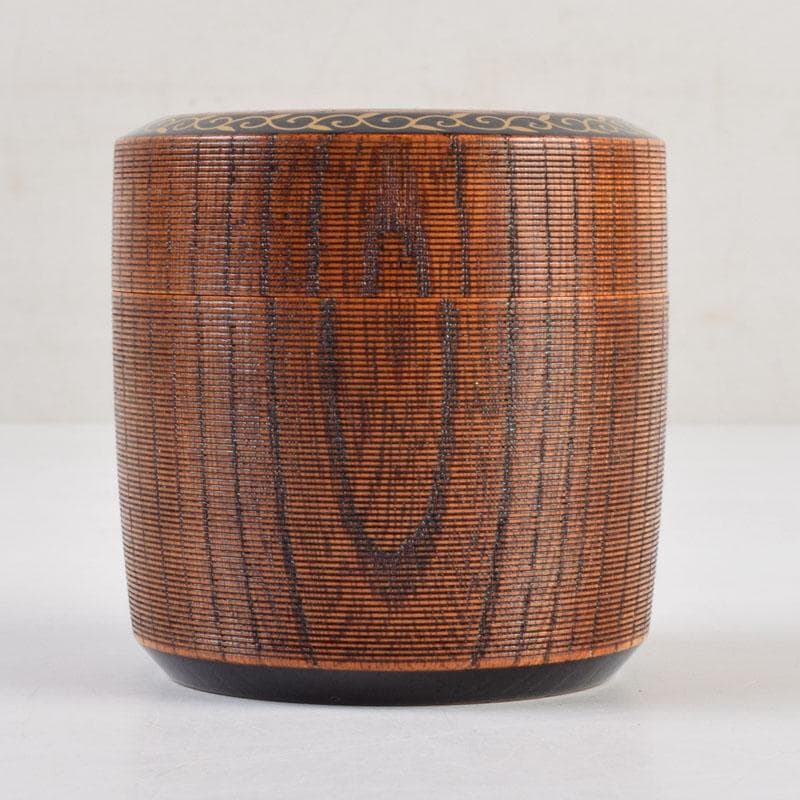 茶道具　塗師　春香作　唐草蒔絵　雪吹茶入　共箱　V　9144