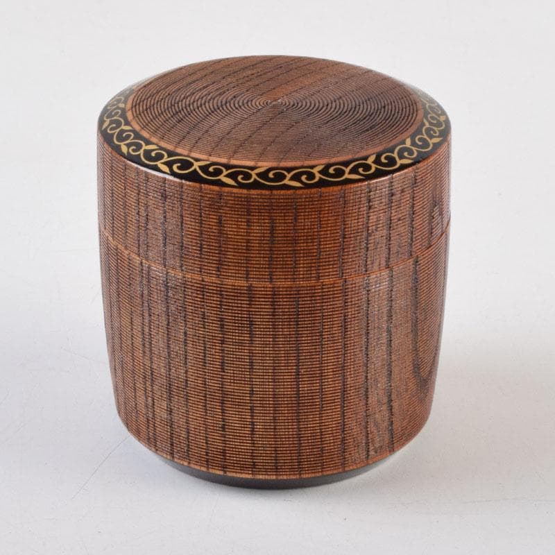 茶道具　塗師　春香作　唐草蒔絵　雪吹茶入　共箱　V　9144