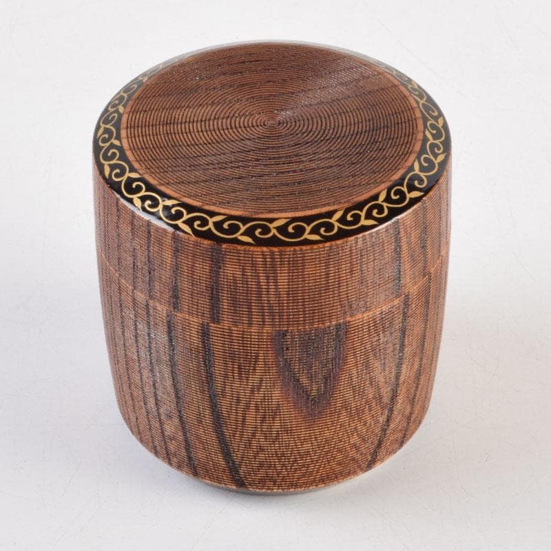 茶道具　塗師　春香作　唐草蒔絵　雪吹茶入　共箱　V　9144