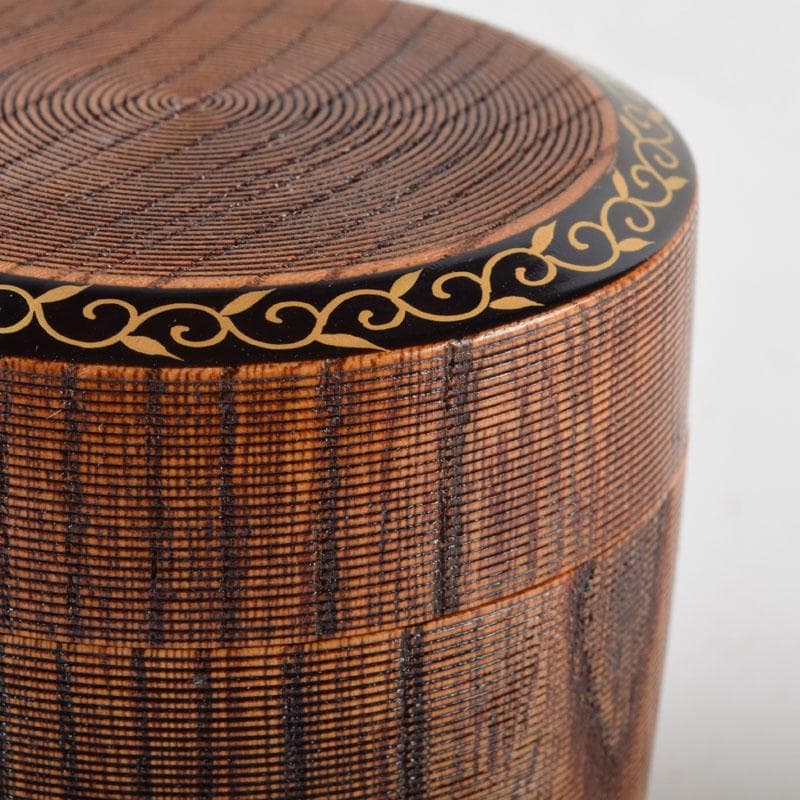 茶道具　塗師　春香作　唐草蒔絵　雪吹茶入　共箱　V　9144