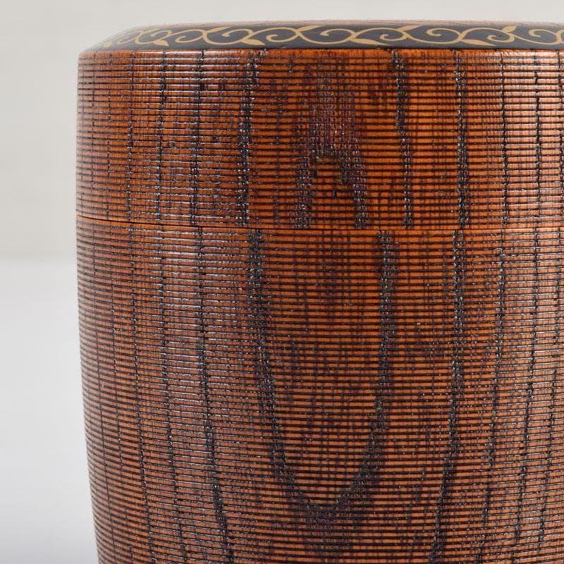 茶道具　塗師　春香作　唐草蒔絵　雪吹茶入　共箱　V　9144