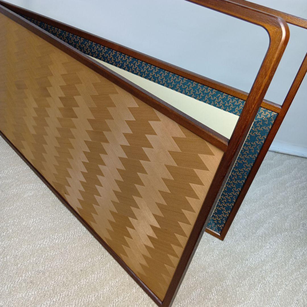 【美品】風炉先屏風　網代貼　両面　桑材　風炉　屏風