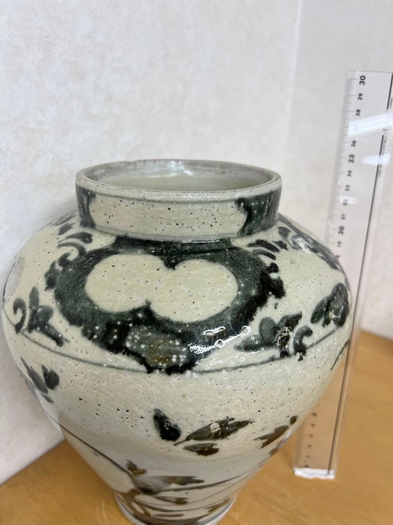 朝鮮李朝高麗青花りんご紋壷　古美術　唐物コレクション韓国骨董アンティーク江戸青磁