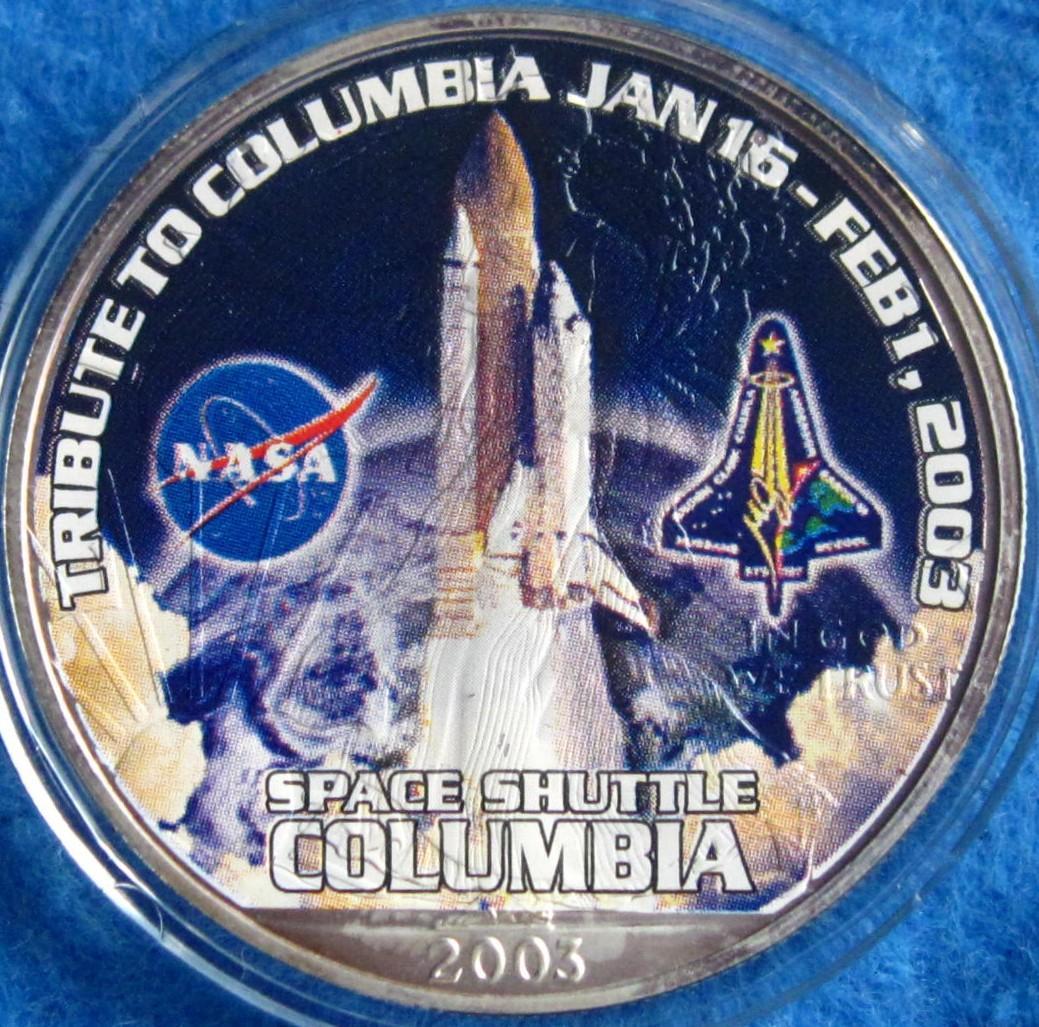 ２００３年　カラー　アメリカンシルバーイーグル　１オンス１ドル銀貨　コロンビア号