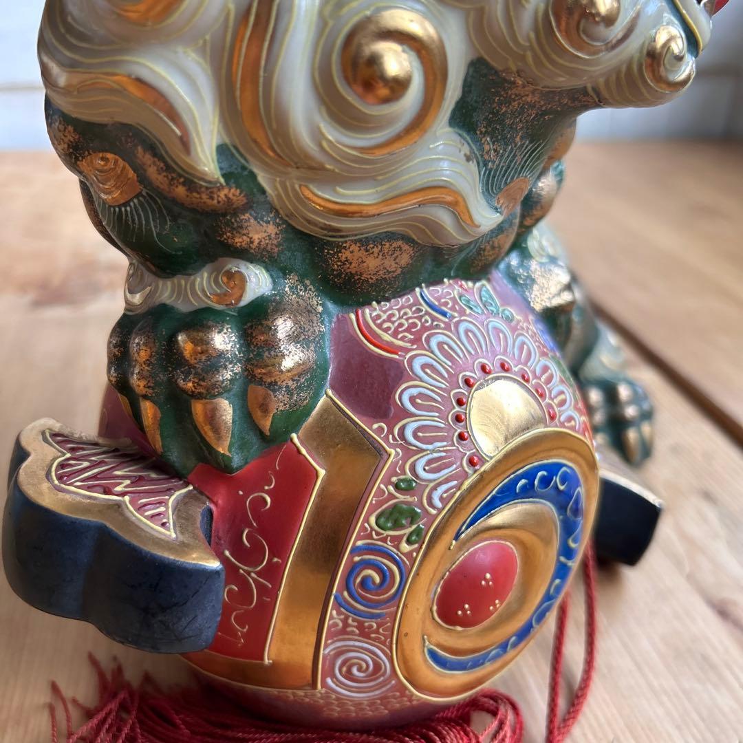 九谷焼　狛犬　獅子　打出の小槌　金運　魔除け　風水　台座付き　希少カラー　縁起物