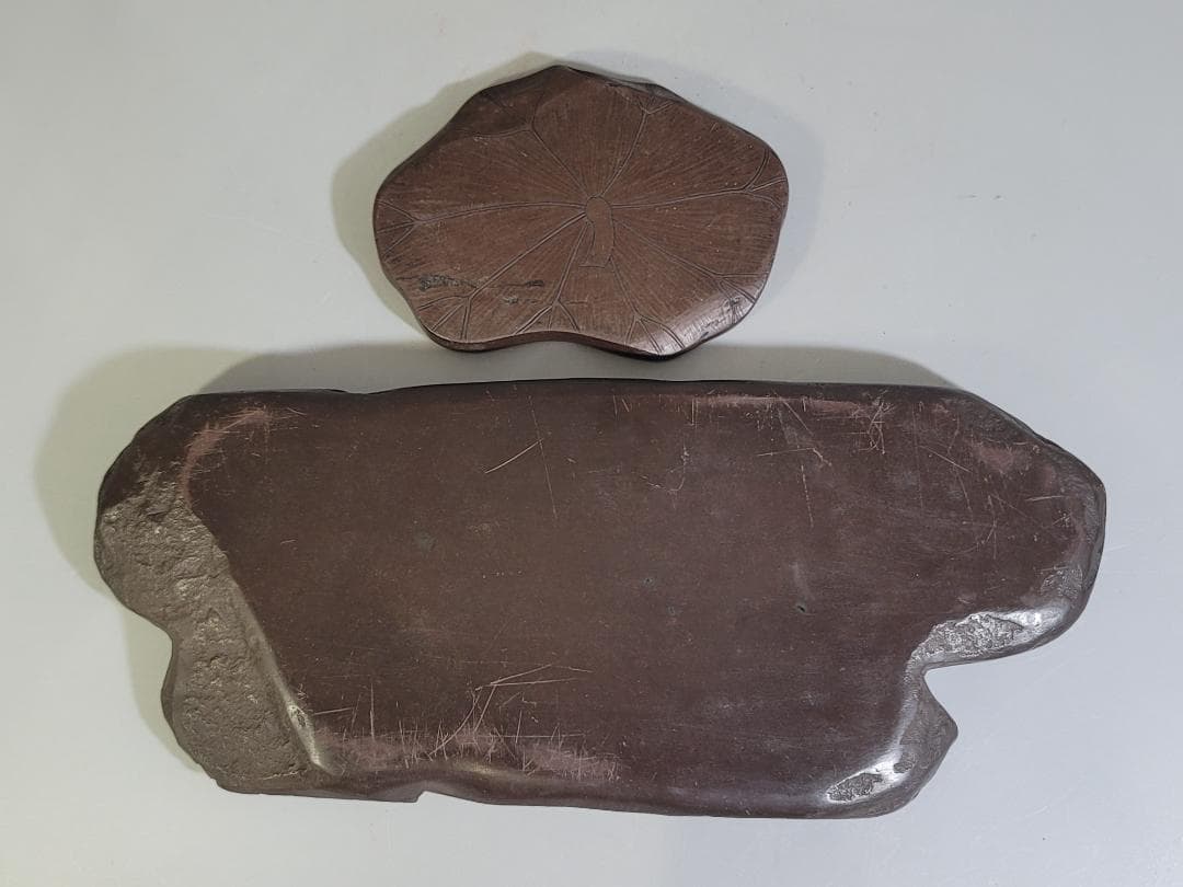 DT581 古い 硯 瓜 蓮形 二件 まとめて