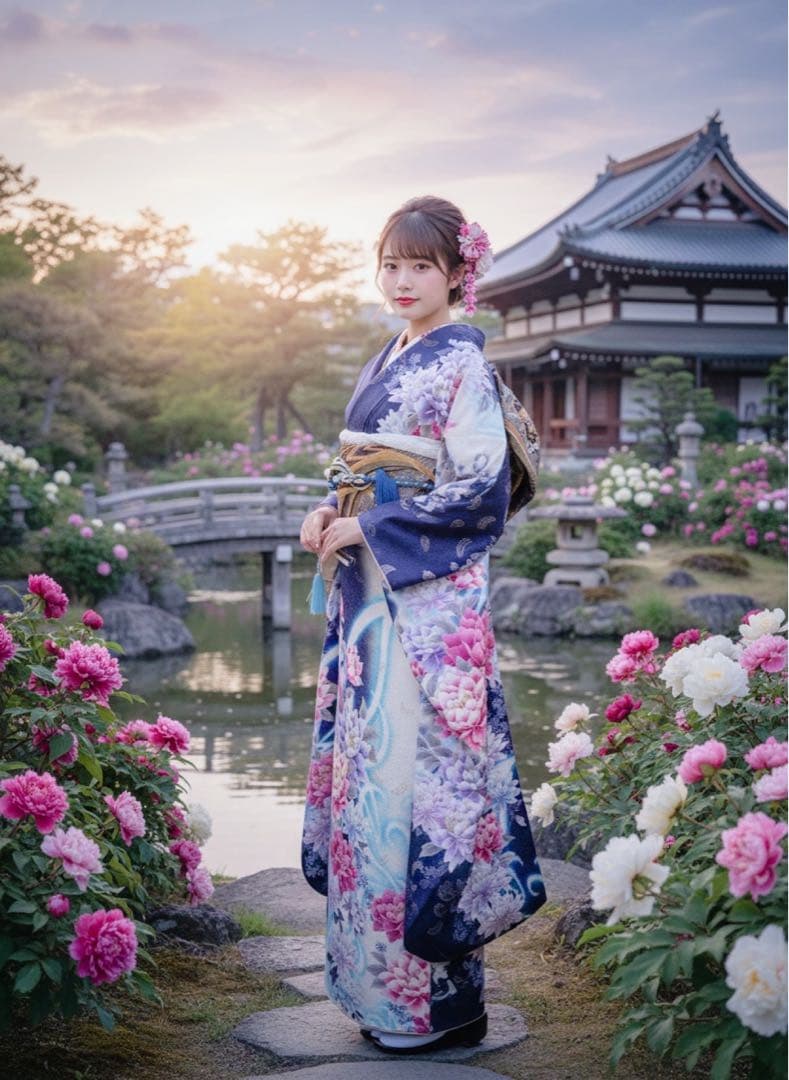 未使用品に近い　振袖セット　牡丹　豪華　金彩　金刺繍　振袖フルセットお探しの方！