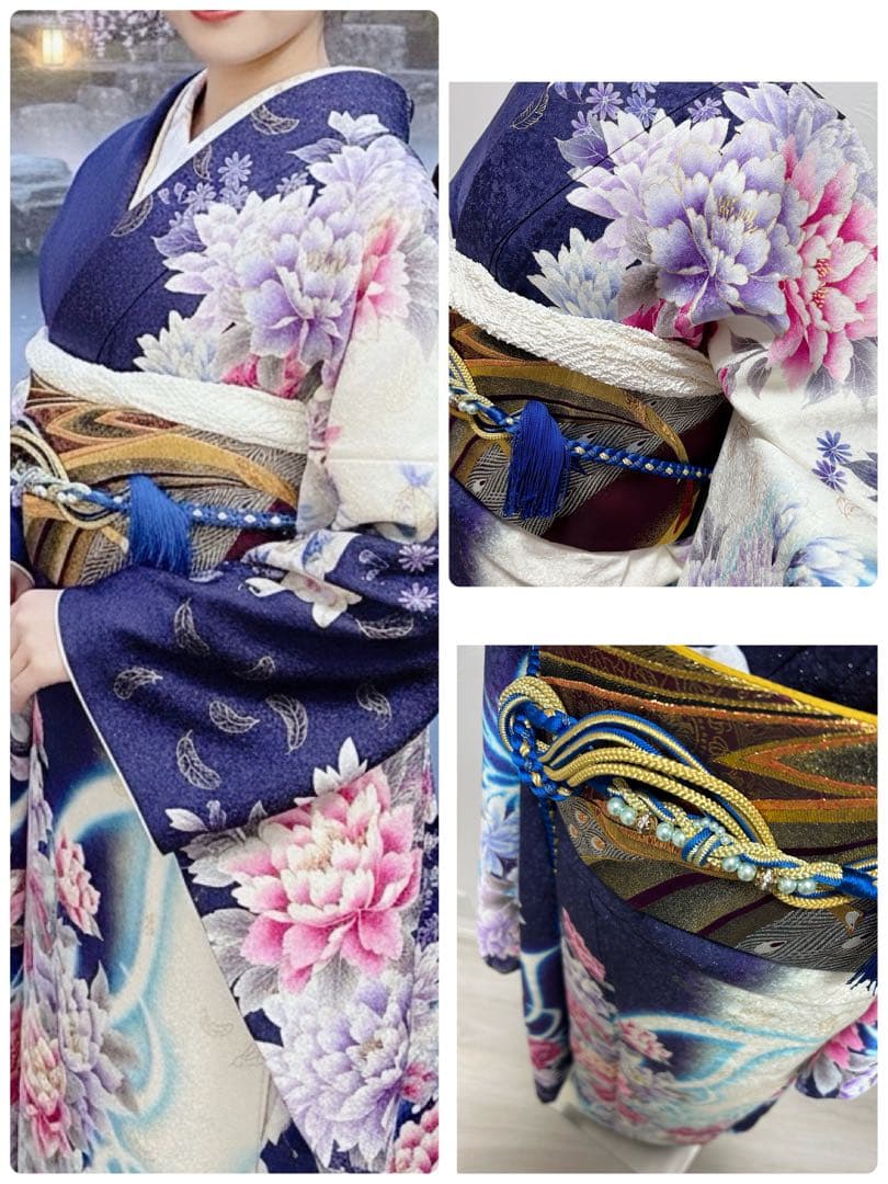 未使用品に近い　振袖セット　牡丹　豪華　金彩　金刺繍　振袖フルセットお探しの方！