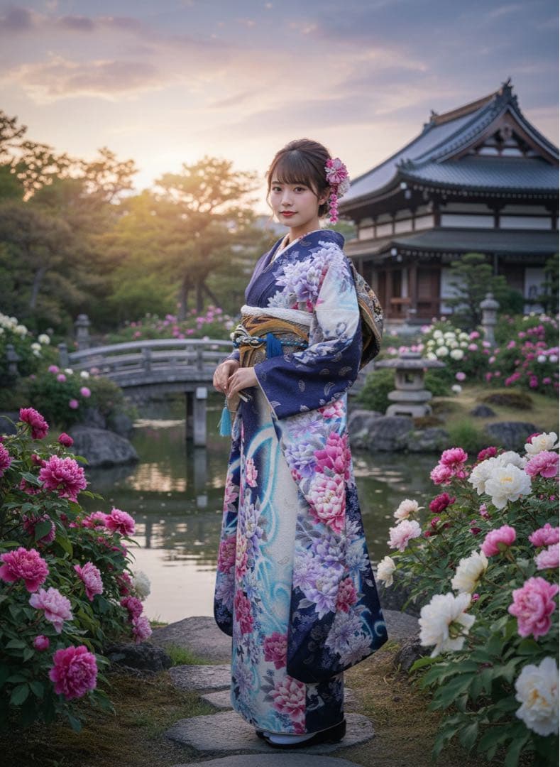 未使用品に近い　振袖セット　牡丹　豪華　金彩　金刺繍　振袖フルセットお探しの方！