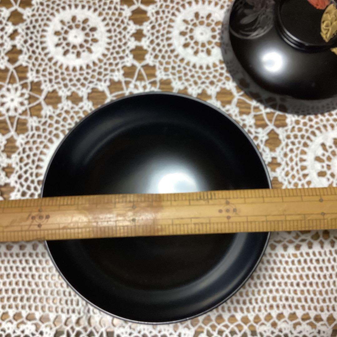 k2f10 黒塗吸物椀 10客　金色花模様　四君子