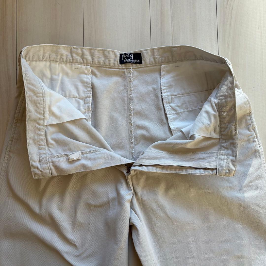 -90s ポロバイラルフローレン ポロチノ USA製 実寸33×32 アイボリー