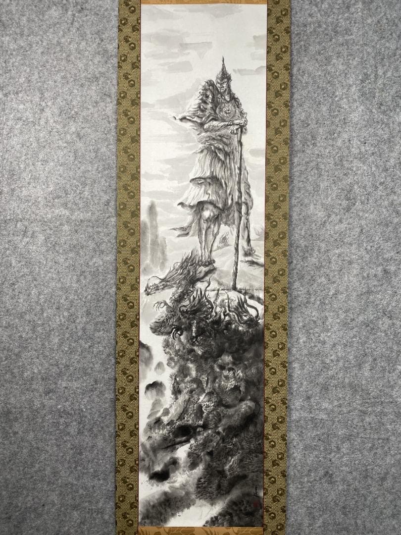 絵師白道【真作】『龍神』現代水墨画家 岐阜県生まれ 共箱 掛軸24111720