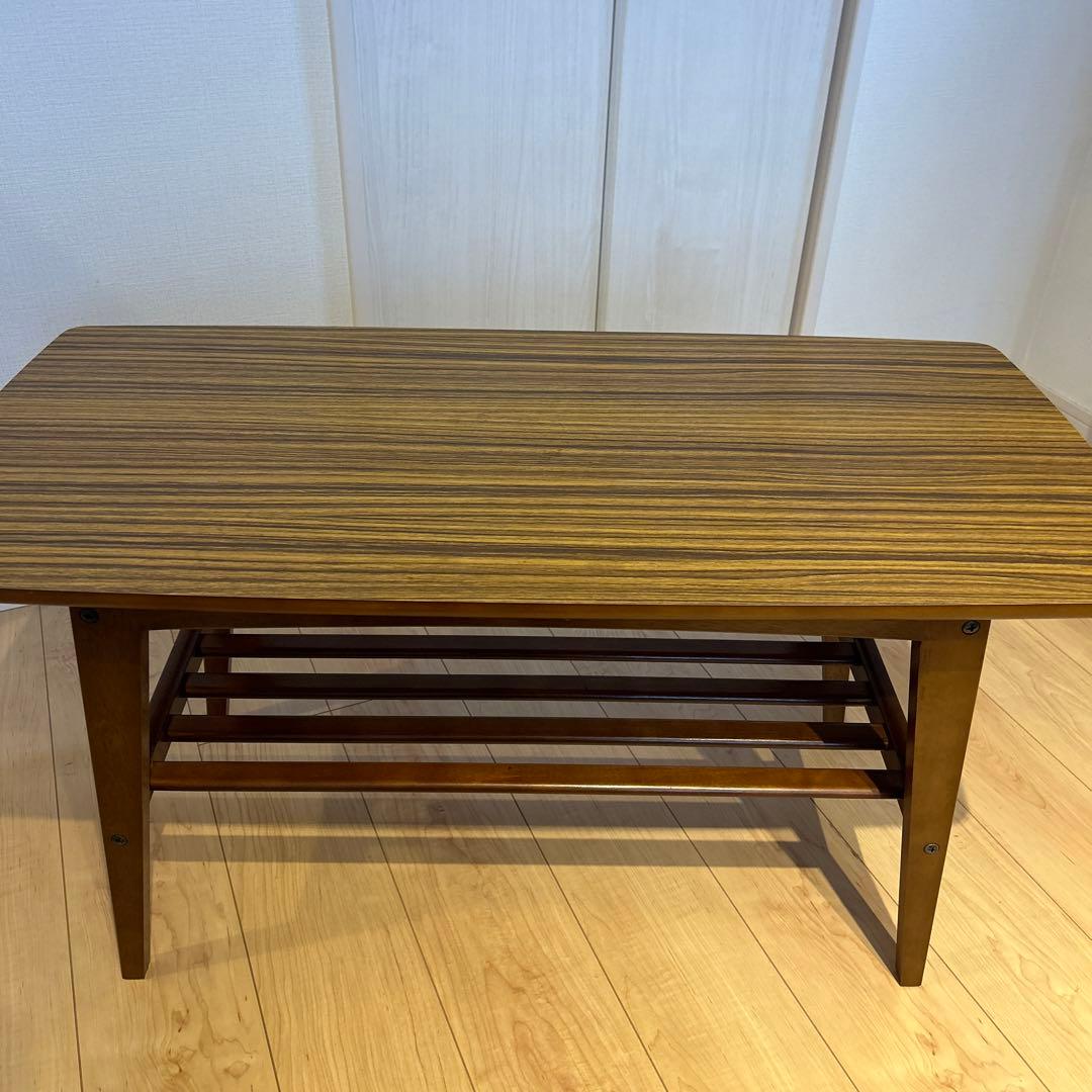 木製ブラウンテーブル 約90cm x 50cmカリモク