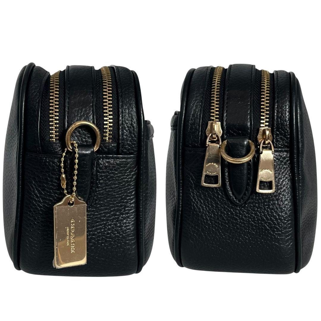 極美品　コーチ　ジェス　2層　ショルダーバッグ　レザー　シボ革　斜め掛　ブラック