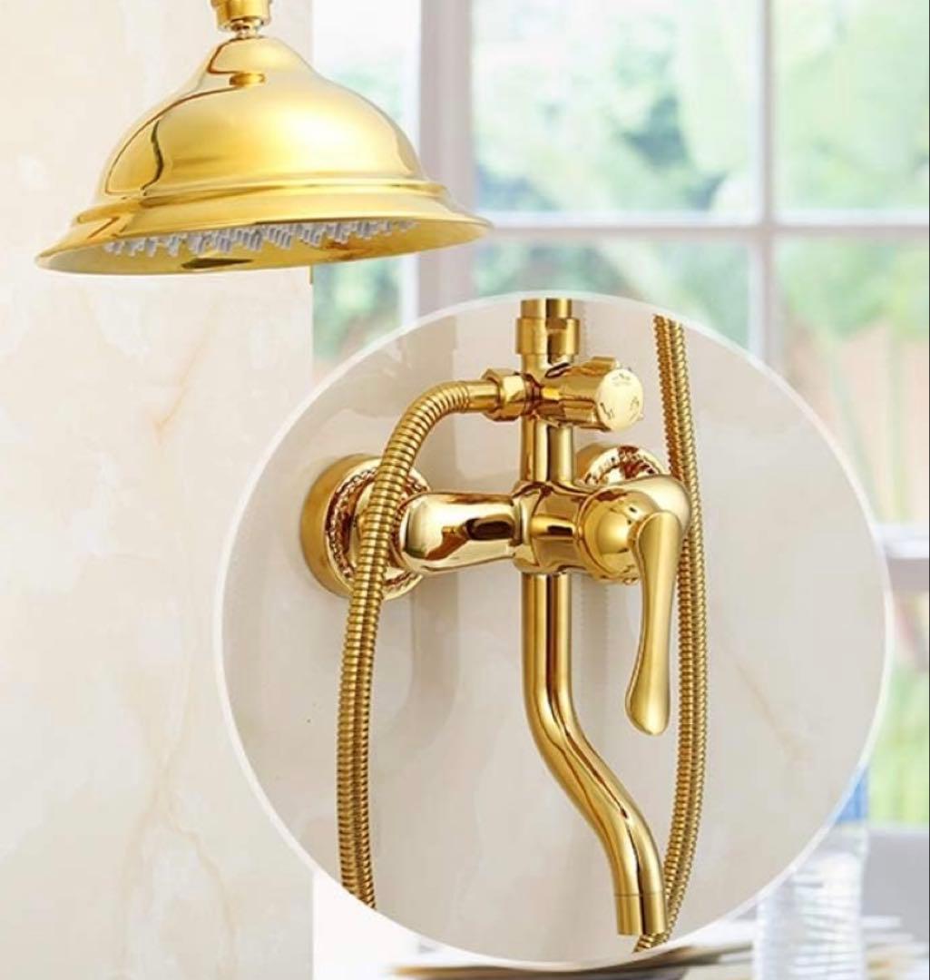 ゴールド シャワーヘッドセット 真鍮製