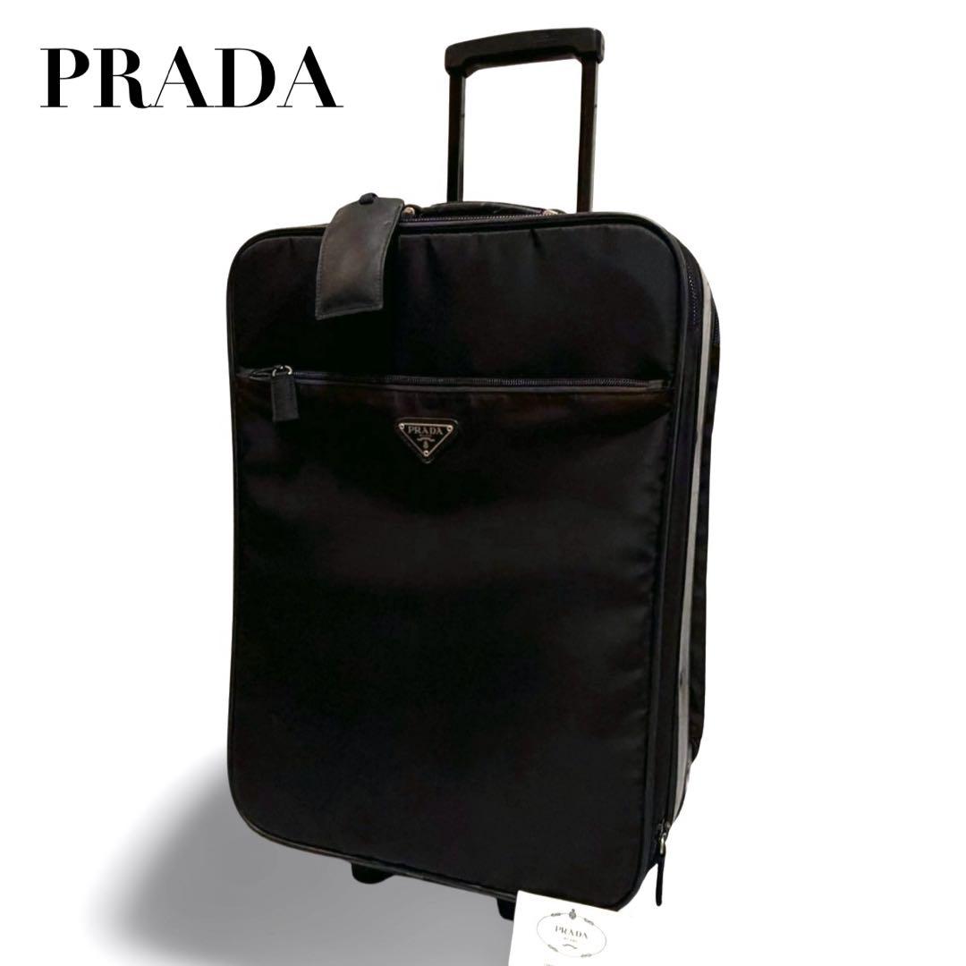 【正規品】プラダ PRADA キャリーケース トロリー ナイロン 三角ロゴ 黒