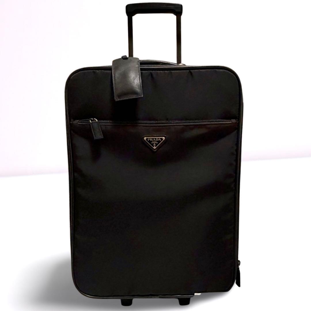 【正規品】プラダ PRADA キャリーケース トロリー ナイロン 三角ロゴ 黒