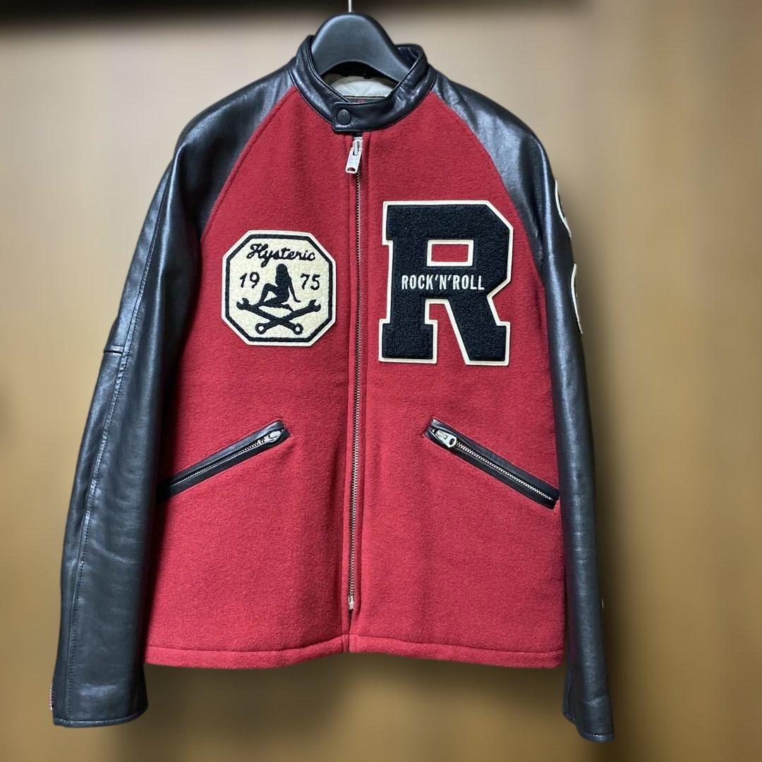 極美品✨ヒステリックグラマー羊革ラム袖レザーROCK 'n ROLL刺繍ワッペン