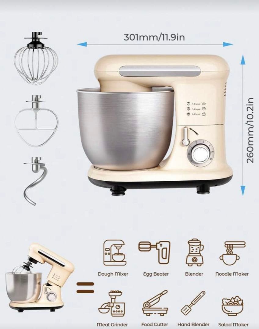 全自動多機能キッチン電気スタンドミキサー、自動生地ミキサー、家庭用泡立て器