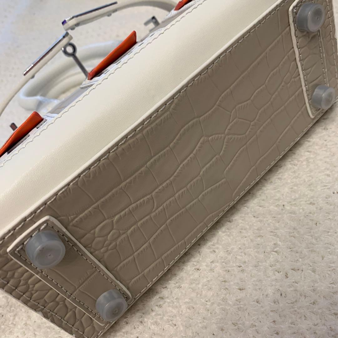 窓デザインバッグ ホワイト×グレージュ