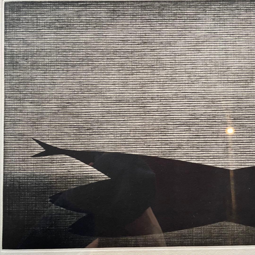 浜口陽三　印刷　ポスター　「魚とレモン」　1958年　額付き　25.11.1−2