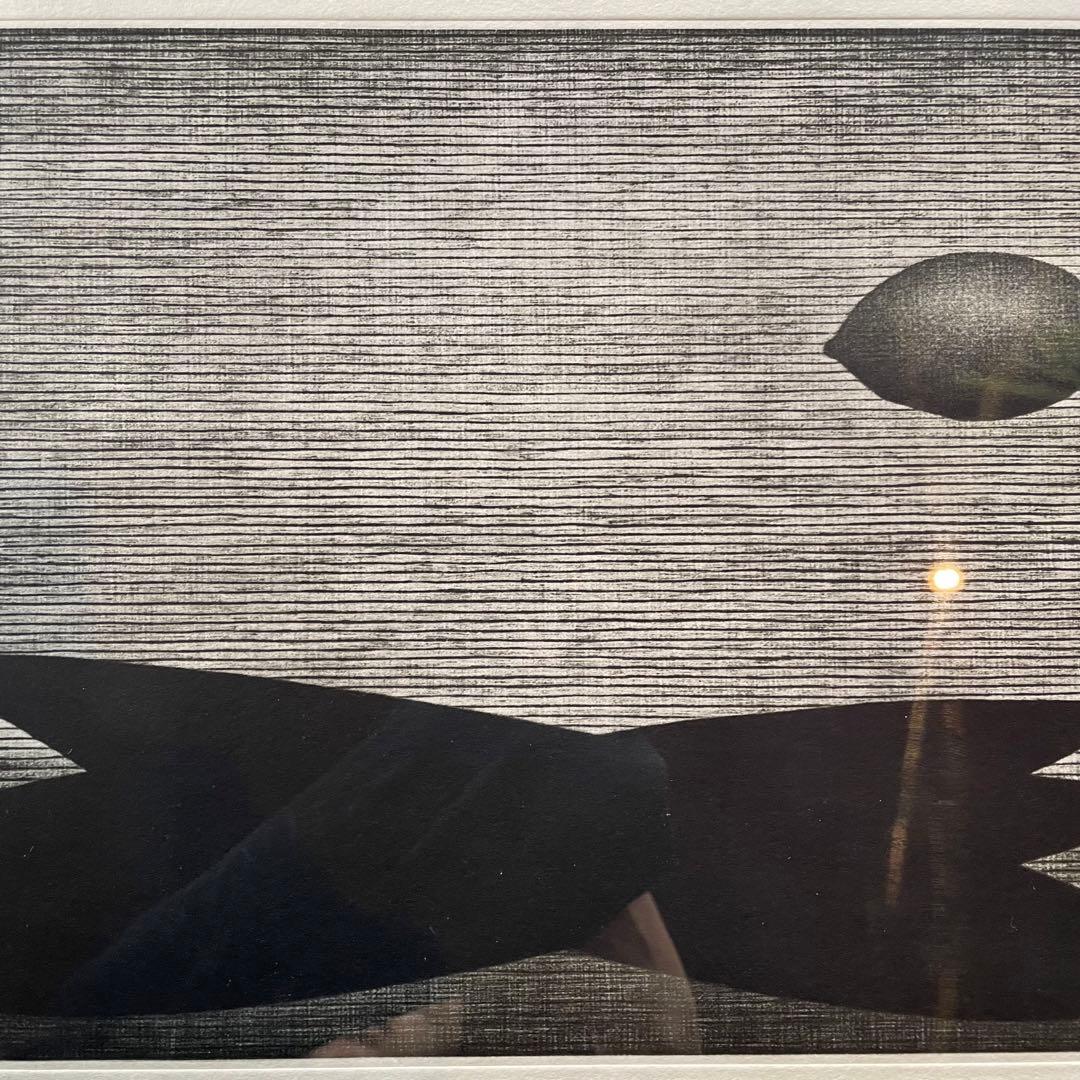 浜口陽三　印刷　ポスター　「魚とレモン」　1958年　額付き　25.11.1−2