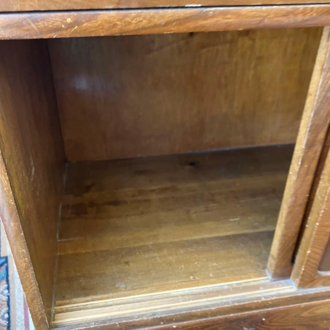 昭和レトロ 茶箪笥 茶棚 ガラス扉 サイドボード 古家具 飾り棚ビンテージ