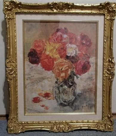 刑部人『 薔薇 』立体複製画 （日本写真印刷製）Ｆ6　中古美品