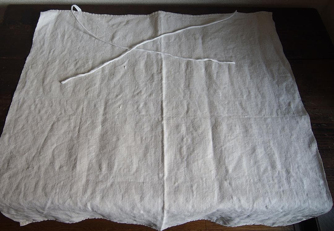 シンプルなリネンロングエプロン マルシェエプロン78cm 1940年/K341