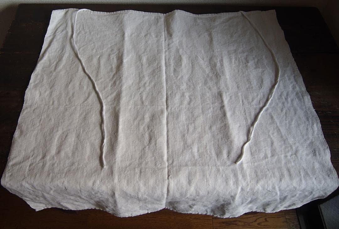 シンプルなリネンロングエプロン マルシェエプロン78cm 1940年/K341