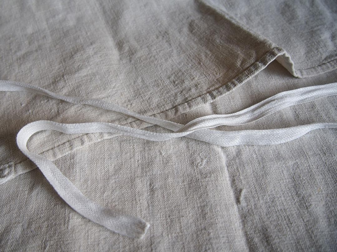 シンプルなリネンロングエプロン マルシェエプロン78cm 1940年/K341