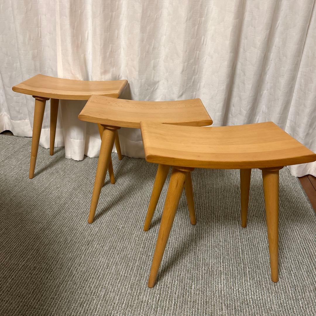 簡単組立　木製スツール 3個セット 椅子